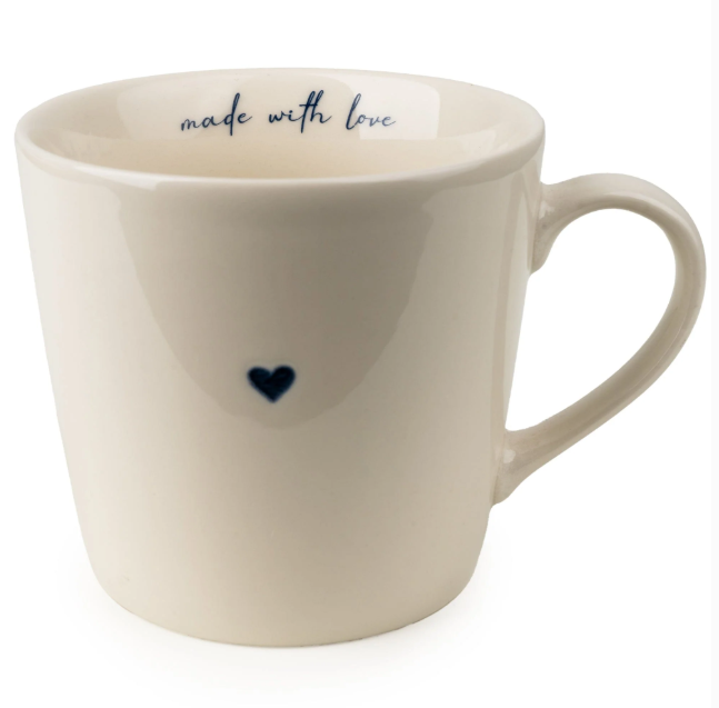 Made with Love, Navy Heart Mug