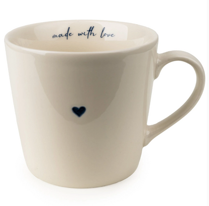 Made with Love, Navy Heart Mug