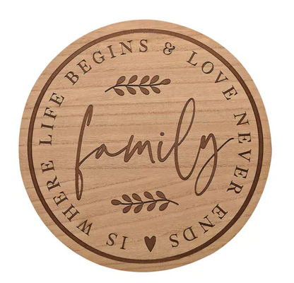 Wooden Family Round Plaque