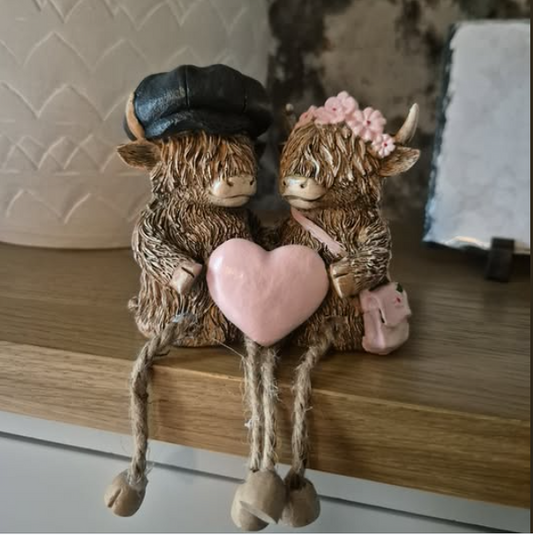 Mr & Mrs Highland Cow, shelf sitting