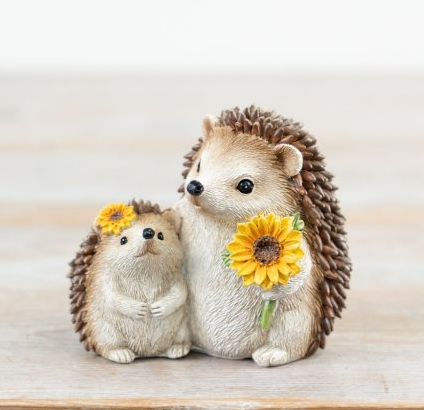 Mum & Baby Hedgehog with Sunflower