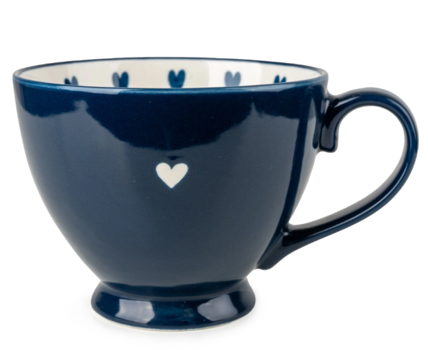 Navy Heart Print Mug