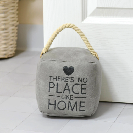Grey Faux Leather Doorstop, No Place Like Home