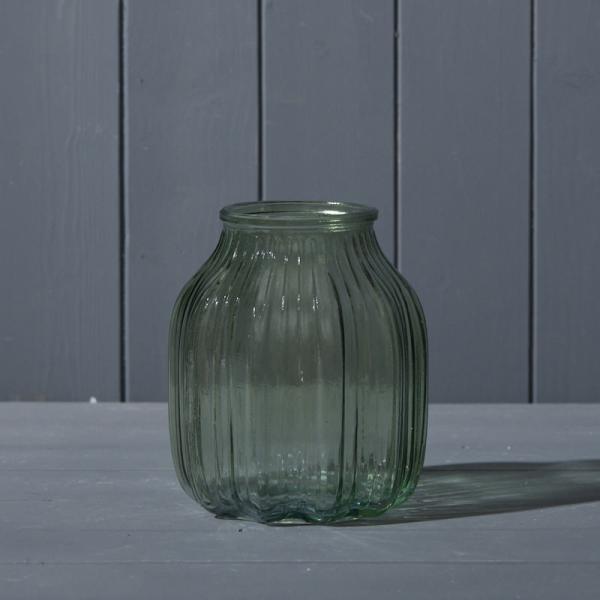 Vintage Green Glass Vase D13.8 x H16cm