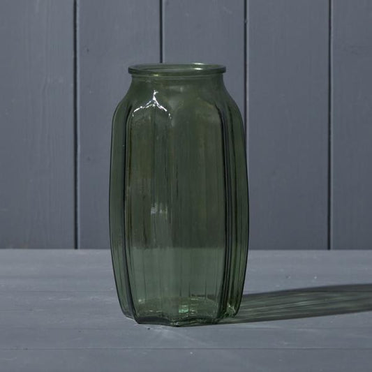 Vintage Green Glass Vase D12 x H22cm