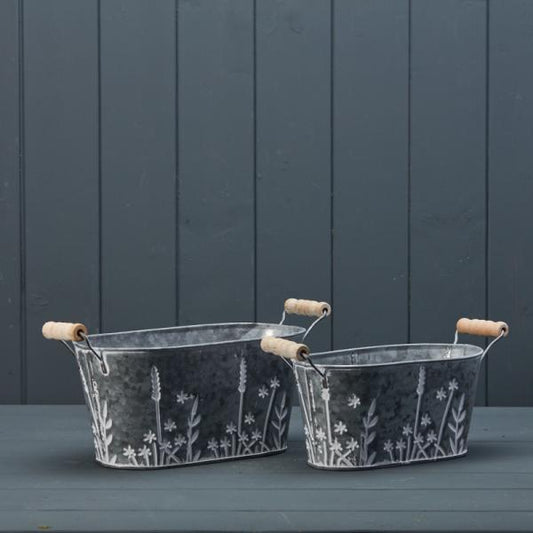 Set of Two Meadow Oval Planters