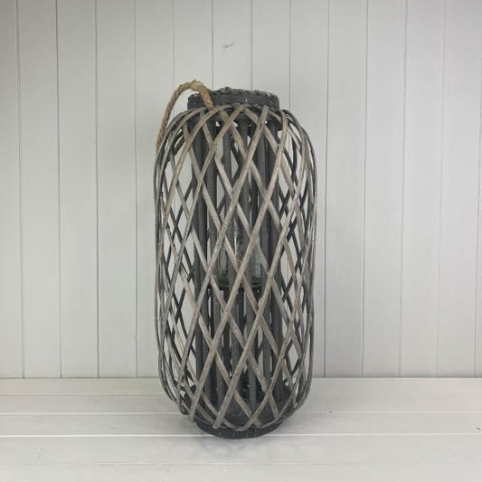 Grey Wicker Lantern 58 cm