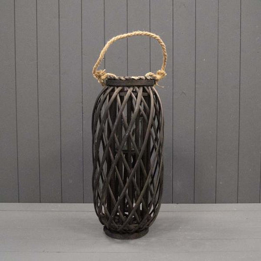 50cm Black Wicker Lantern
