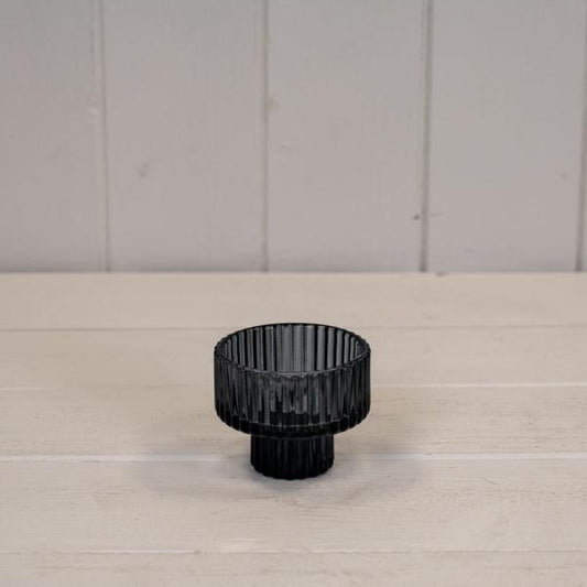 Cool Grey Glass Candle Holder