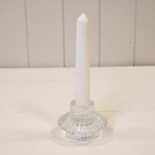 Clear Glass Two Way Candle Holder L7.9cm W7.9cm H5.8cm