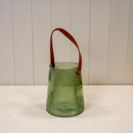 Vintage Green Glass Lantern L13.1cm W13.1cm H15.3cm