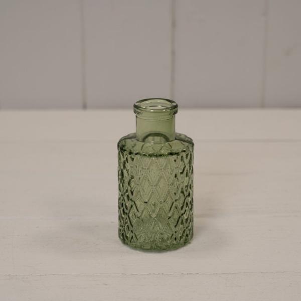 Vintage Green Mini Geometric Glass Bottle (H9.2cm) TD5cm  Weight-103g