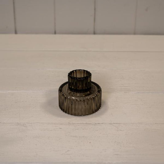 Warm Grey Glass Candle Holder
