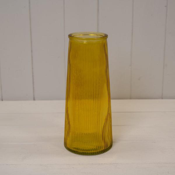Yellow Tall Ribbed Vase H22.5cm D10cm  Weight-595g
