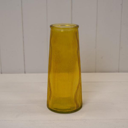 Yellow Tall Ribbed Vase H22.5cm D10cm  Weight-595g