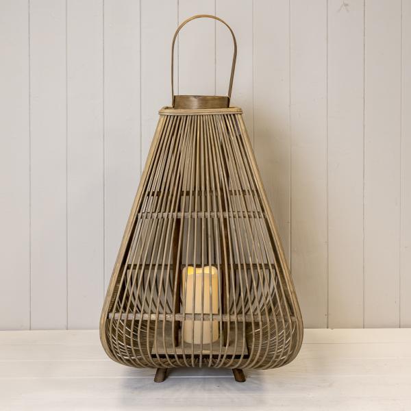 Extra Large Bamboo Lantern with LED Candle H96  D37cm