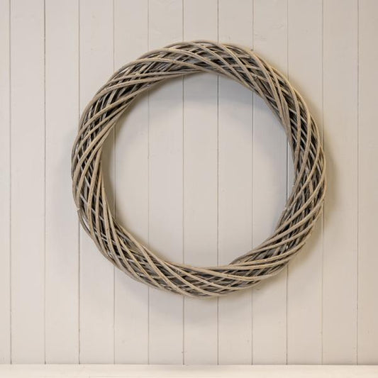 Grey Round Thick Willow Wreath 60cm