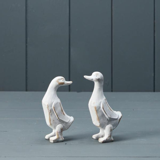 Mixed Whitewashed Wooden Ducks H12cm W7 D4.2