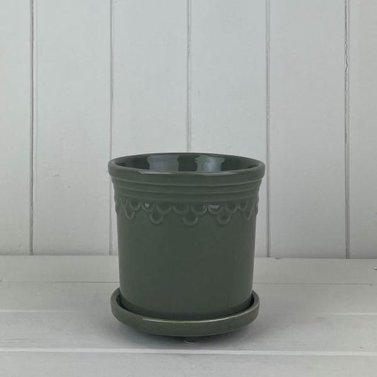 Sage Saucer Pot D13cm H11.5cm  Weight-558g