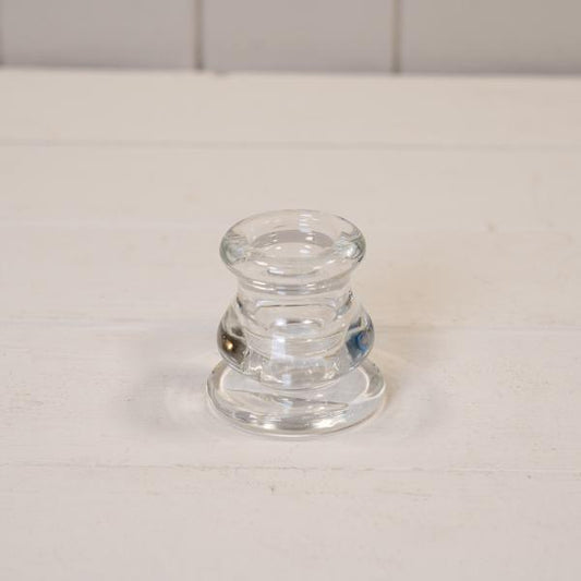 Clear Glass Candle Stick Holder L5.3cm W5.3cm H5.6cm