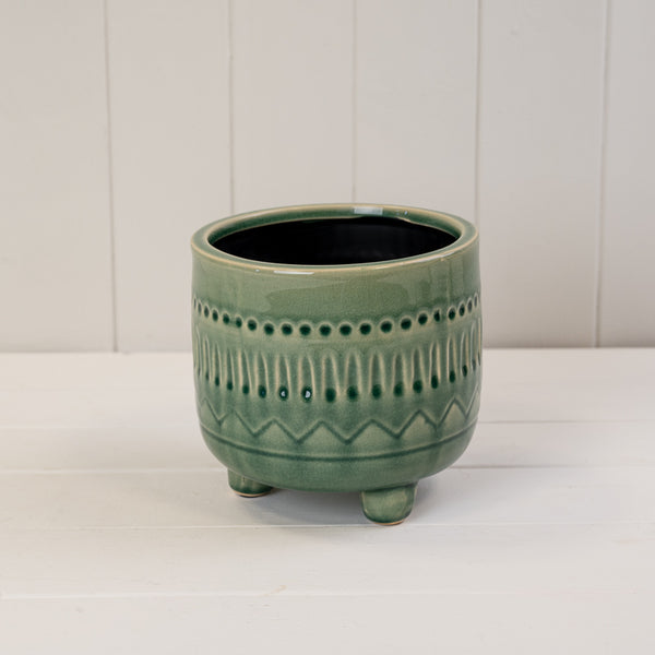 Green Ceramic Pot TD15.3 x BD14 x H15cm