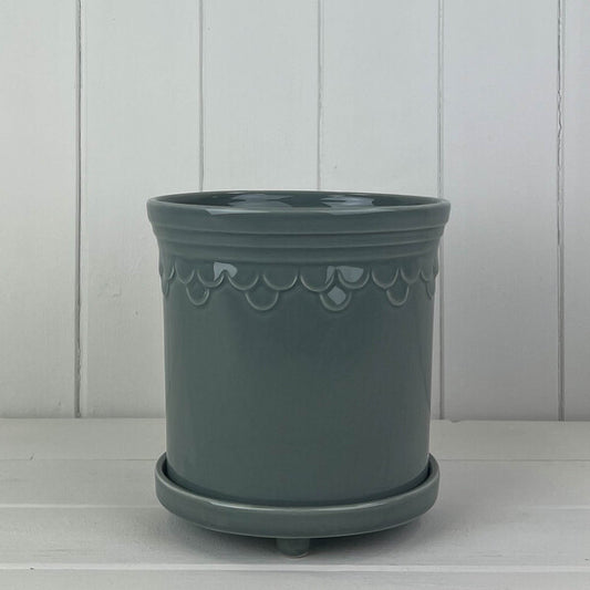 Grey Saucer Pot D16.6cm H15.2cm  Weight-994g