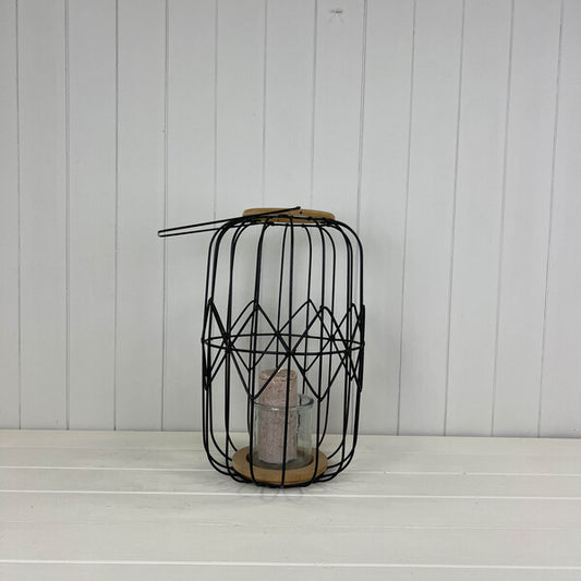 Lantern with 10X10 glass in black colour TD14 xH40/TH59  Max 25cm glass size TD10 xH10cm  Weight-13