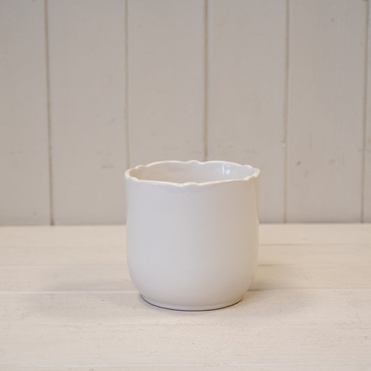 Small White Ceramic Pot TD11.5cm Heart Design
