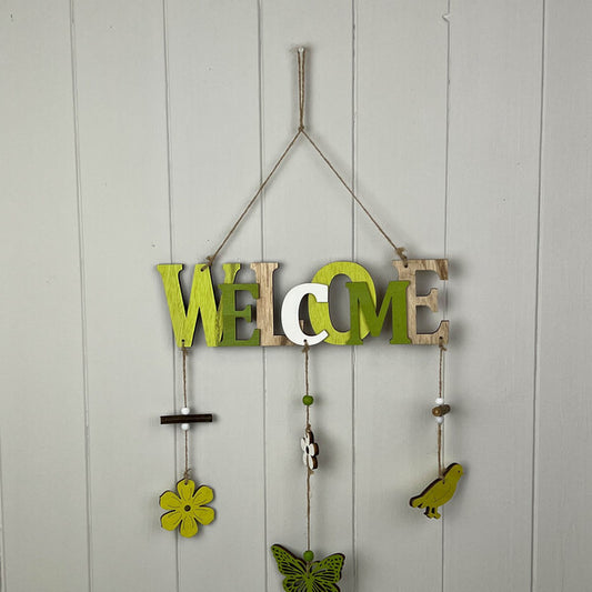 Spring "Welcome" Mobile Sign 27.5cm x 50cm x 0.7cm