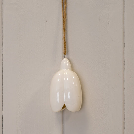 White Ceramic Hanging Flower Decoration L4.4xW4.4xH7.3cm