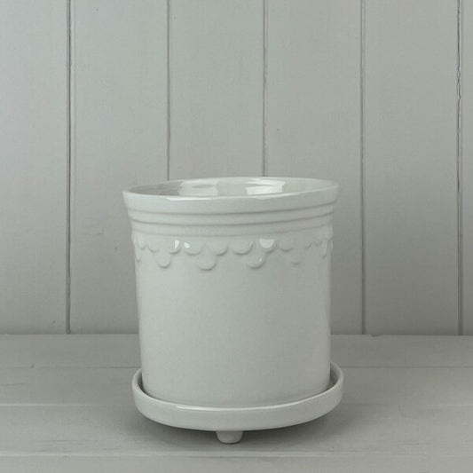 White Saucer Pot D14.5cm H13cm  Weight-785g