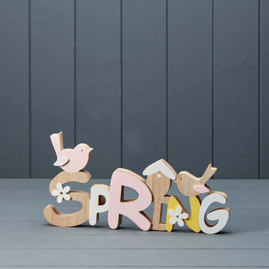 Wooden 'Spring' Word Block Wording Decoration H15 L30 W2