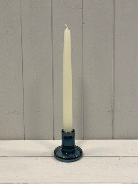 Blue Smooth Small Candle Holder 7cm x 7cm x 5.8cm