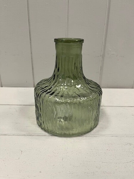 Vintage Green Decorative Glass Bottle 11cm x 11cm x 13cm