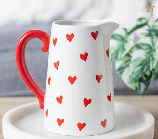 Red Heart Print Jug