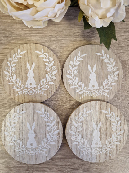 Wooden Bunny Coasters, set4