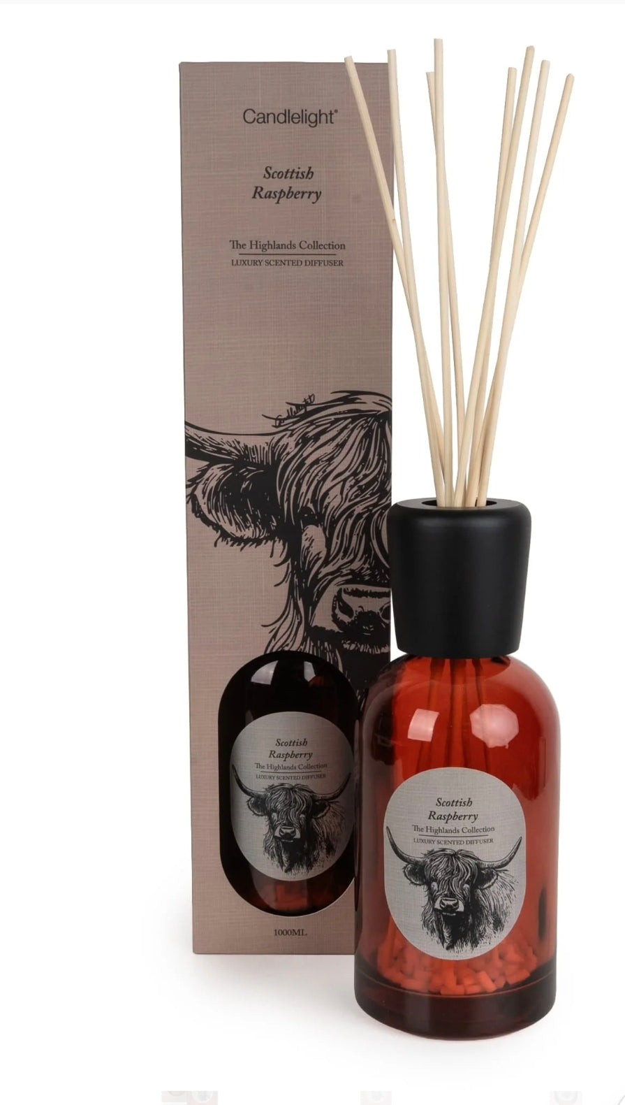 1000ml Highland Cow Reed Diffuser - Scottish Raspberry