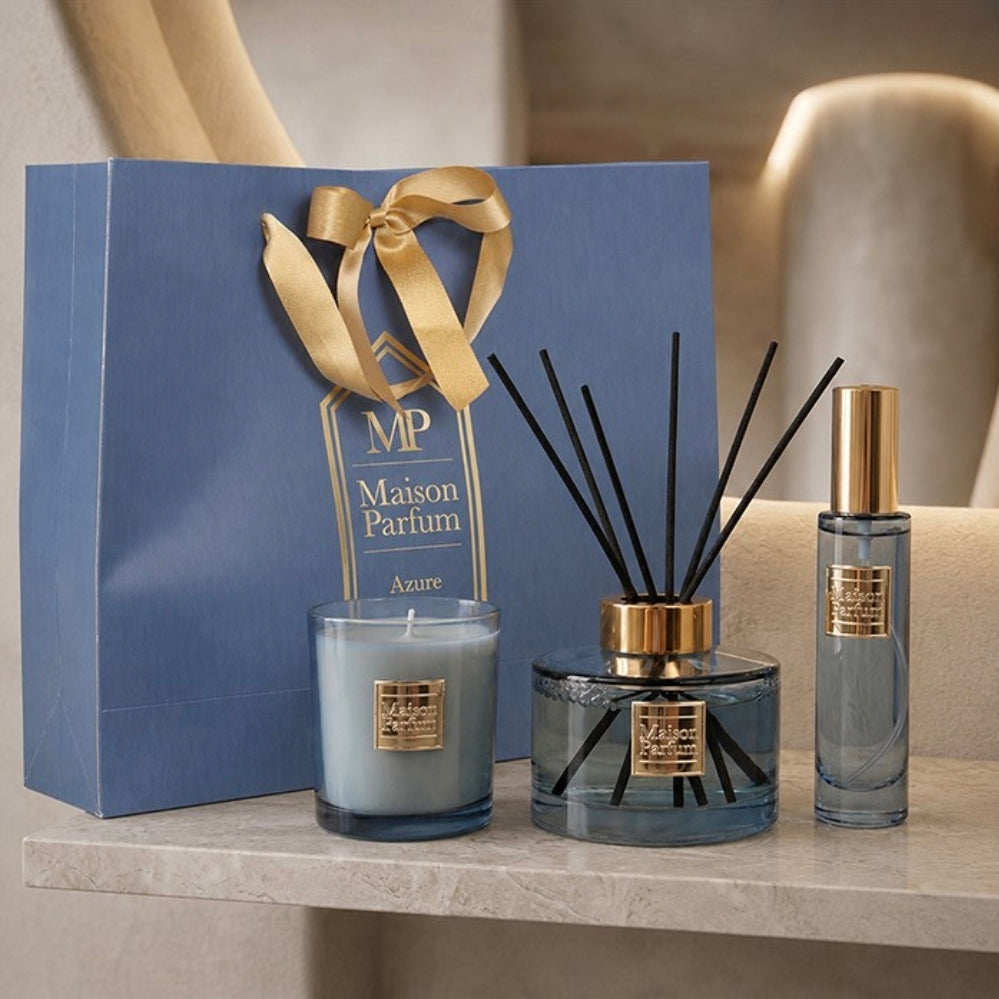 Gift bag set - Candle, Diffuser, Room Spray - Inspired by Bleu De Chanel