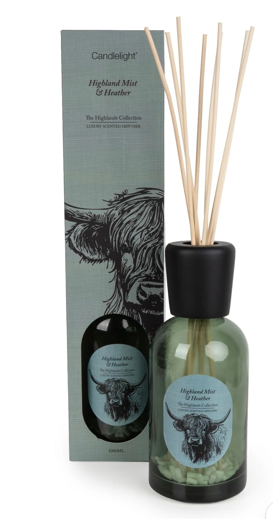 1000ml Highland Cow Reed Diffuser - Mist & Heather