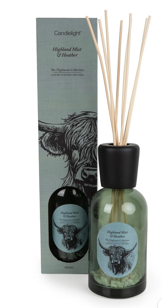 1000ml Highland Cow Reed Diffuser - Mist & Heather