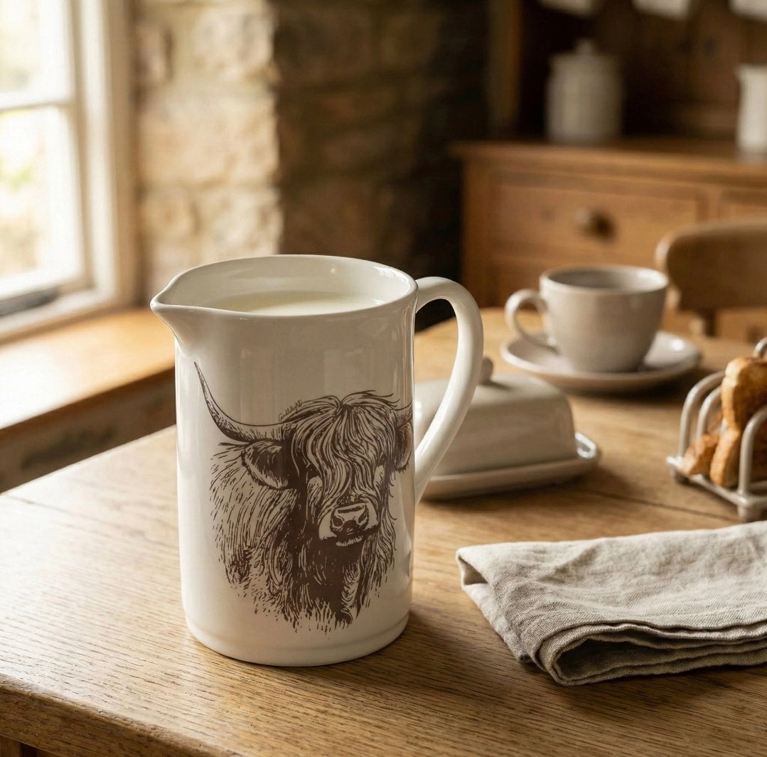 Rustic Highland Cow Jug