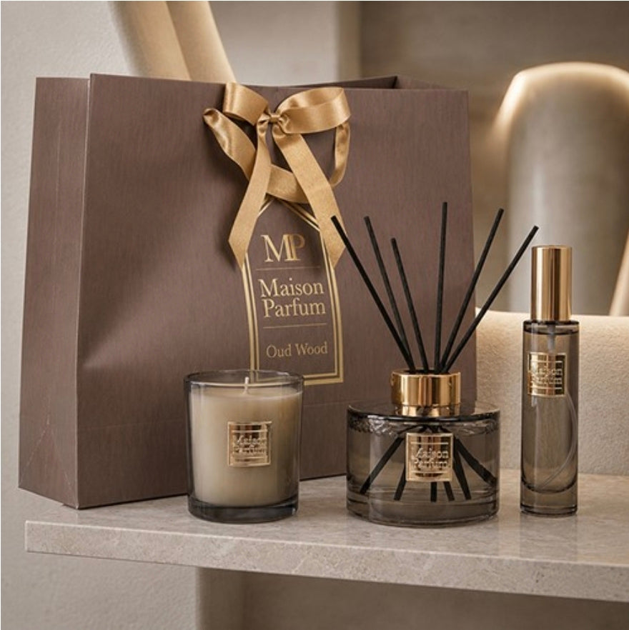 Gift bag set - Candle, Diffuser, Room Spray - Inspired by Tom Ford Oud Wood