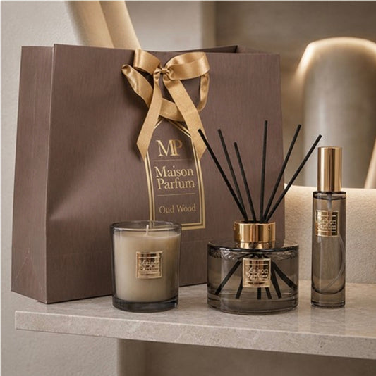 Gift bag set - Candle, Diffuser, Room Spray - Inspired by Tom Ford Oud Wood