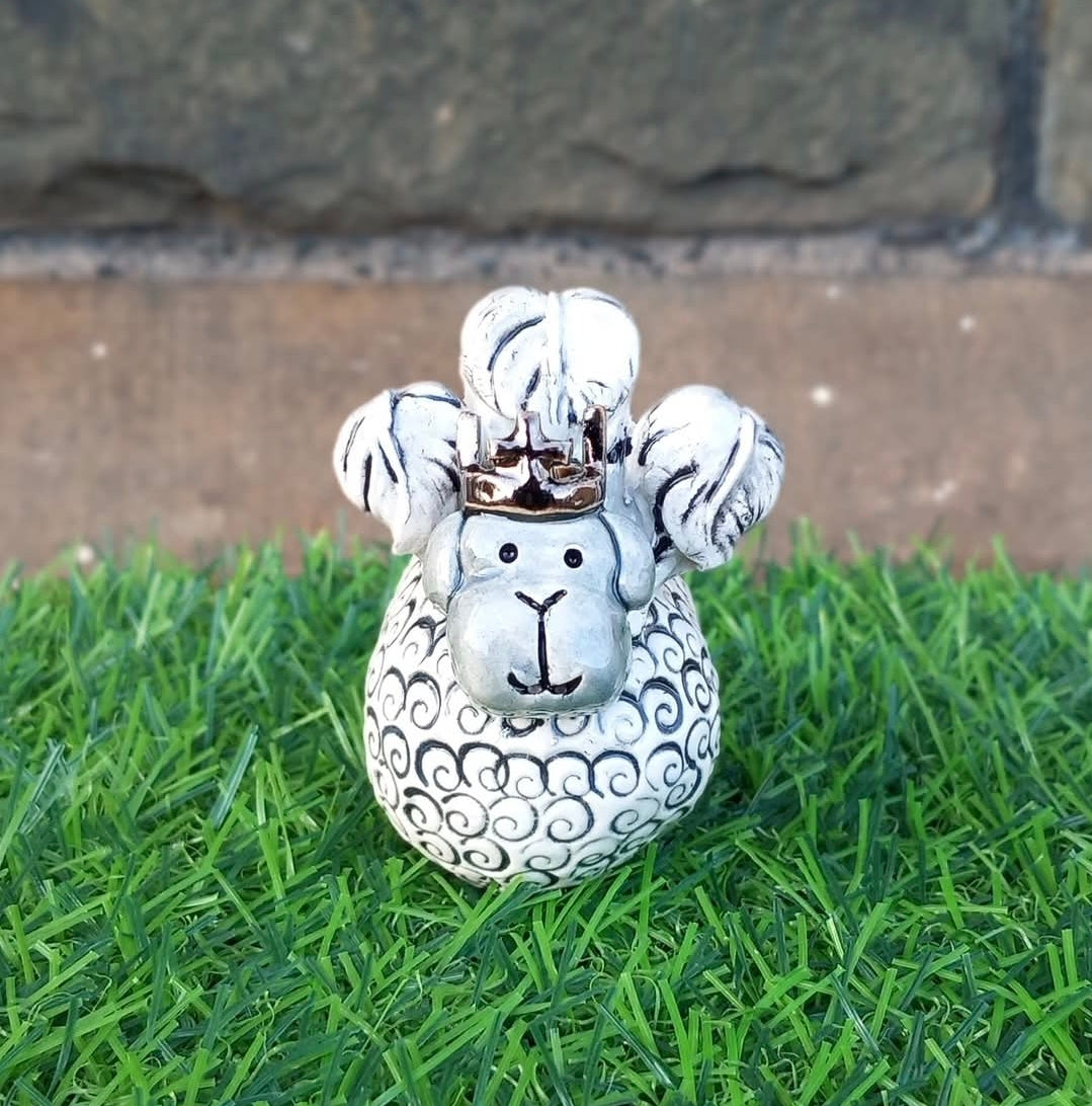 Welsh ceramic sheep with Three Feathers