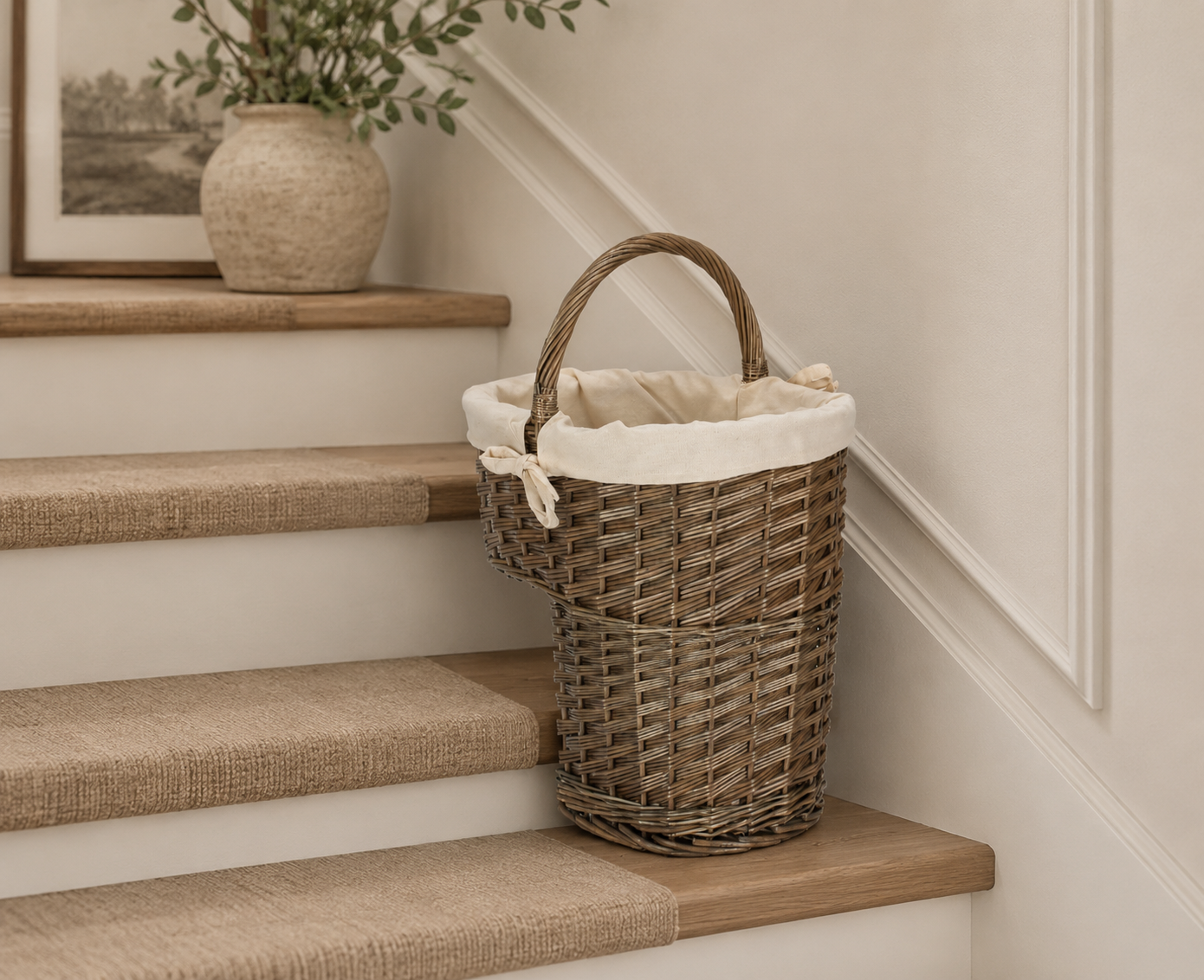 Antique Wash Stair Basket with lining
