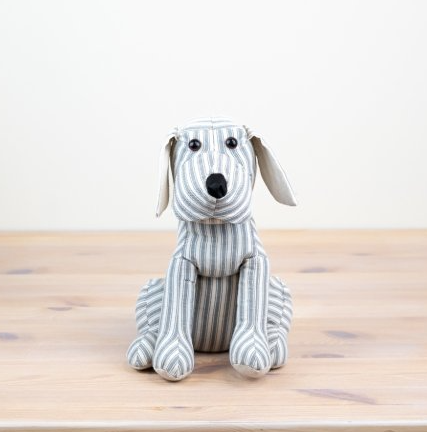 Stripped Dog Doorstop, Grey