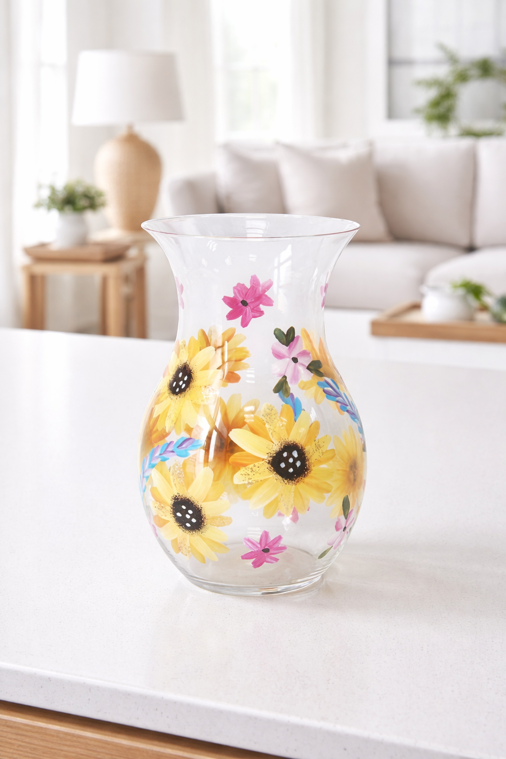Sunflowers Glass Vase