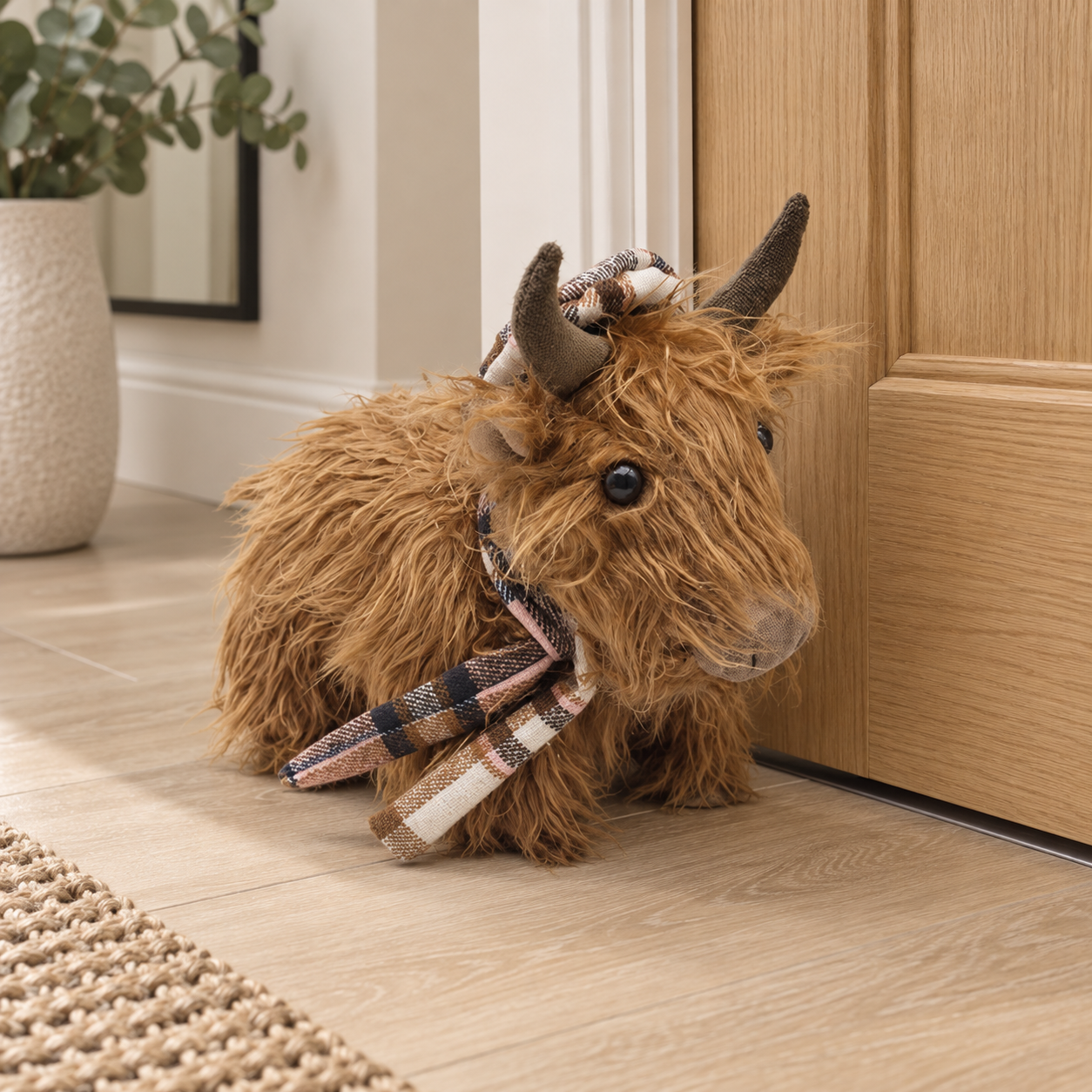Highland Cow Tartan Doorstop