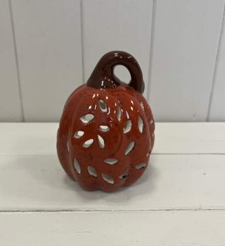 Orange Ceramic Pumpkin Tealight Holder