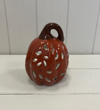 Orange Ceramic Pumpkin Tealight Holder